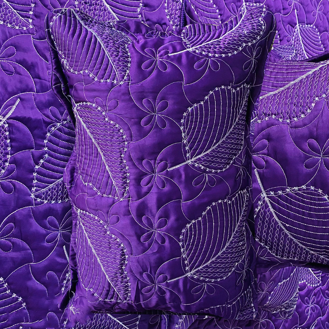 leaf bed spread purple