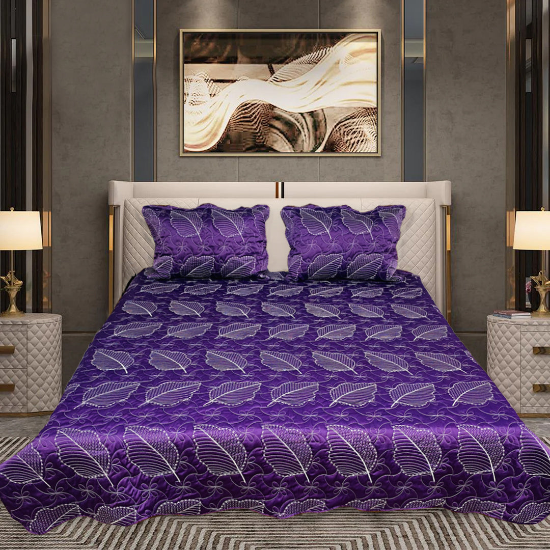 leaf bed spread purple
