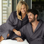set of 2 velour bathrobes grey