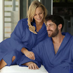 set of 2 velour bathrobes blue