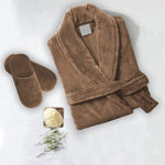 set of 2 velour bathrobes brown