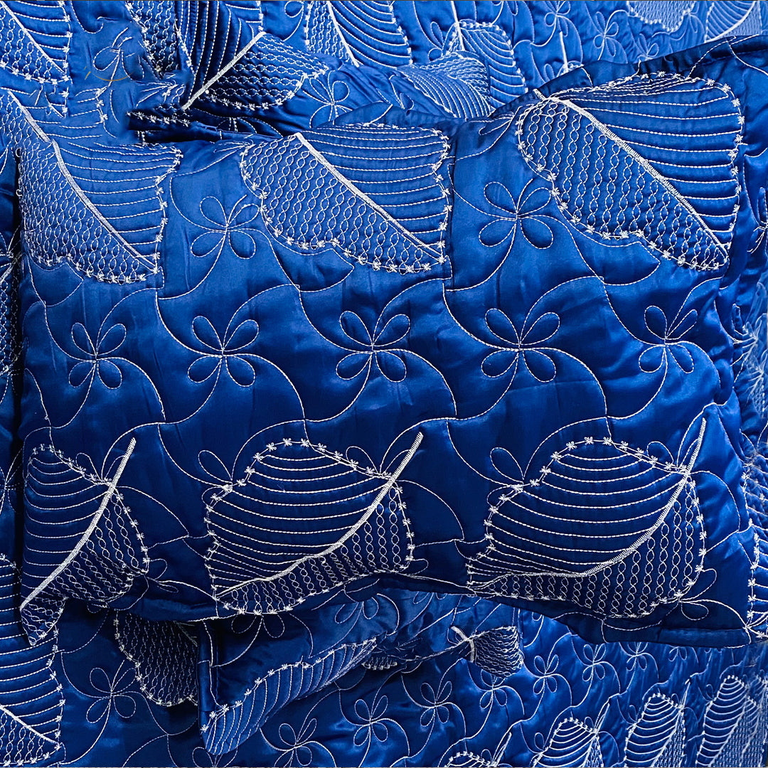 leaf bed spread blue