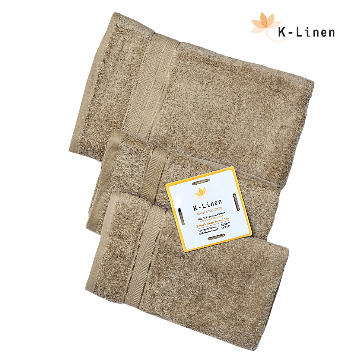 superior 3 piece towel set beige towel.