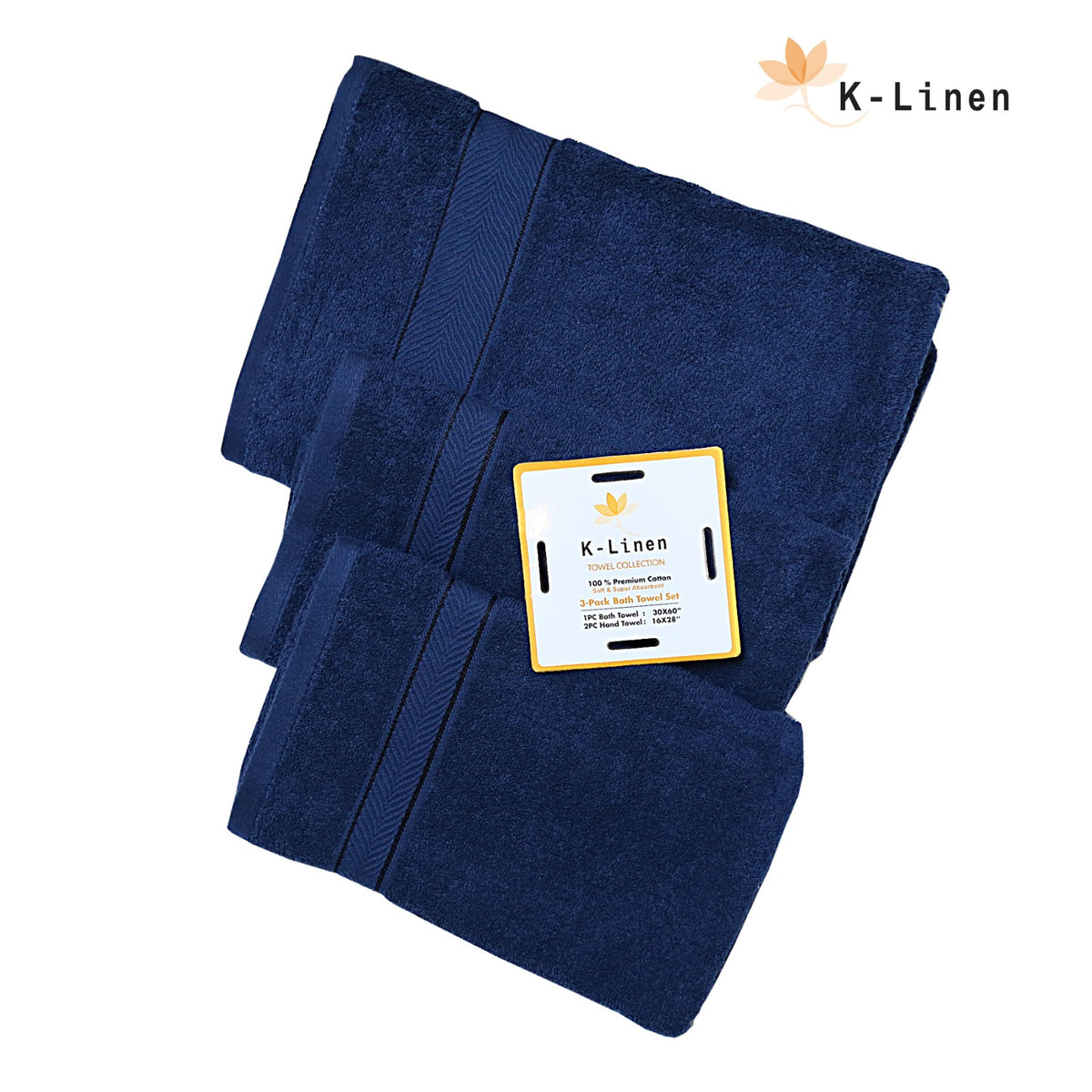 superior 3 piece towel set navy blue towel.