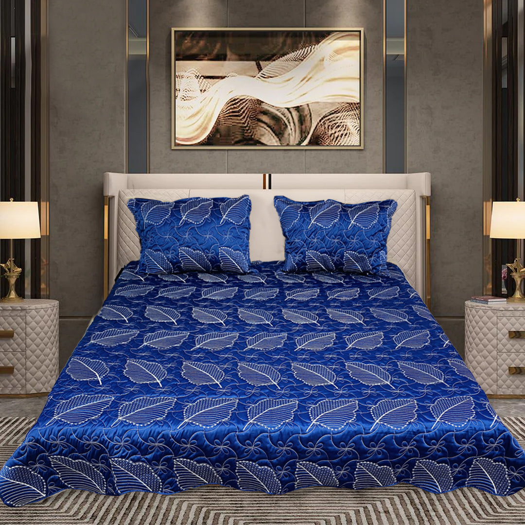 leaf bed spread blue