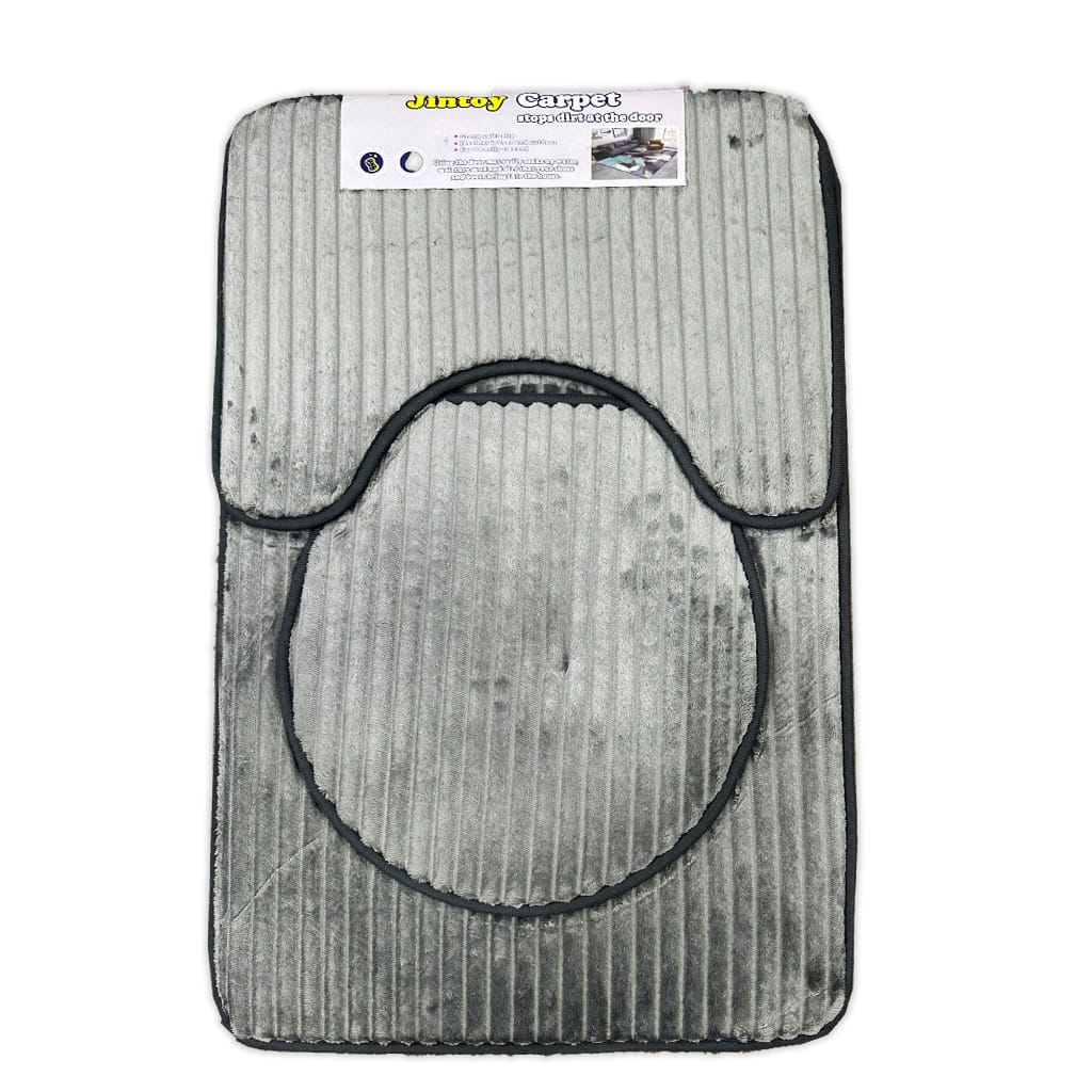 3 pcs bath matt set grey black bath mat set.