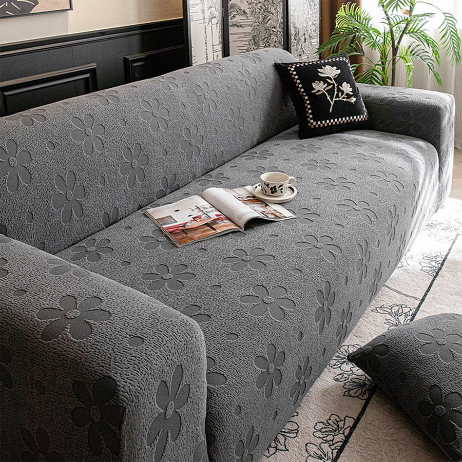 Flora Jacquard Sofa Cover - Glacier Grey