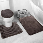 3 pcs bath matt set dark brown bath mat set.