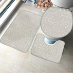 3 pcs bath matt set grey floral bath mat set.