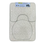 3 pcs bath matt set grey floral bath mat set.
