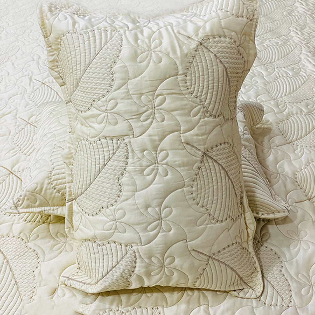 leaf bed spread off white