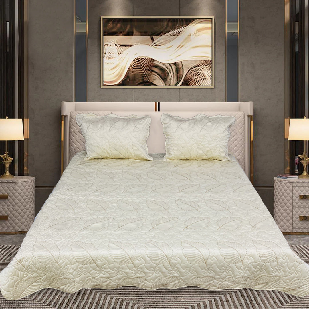 leaf bed spread off white