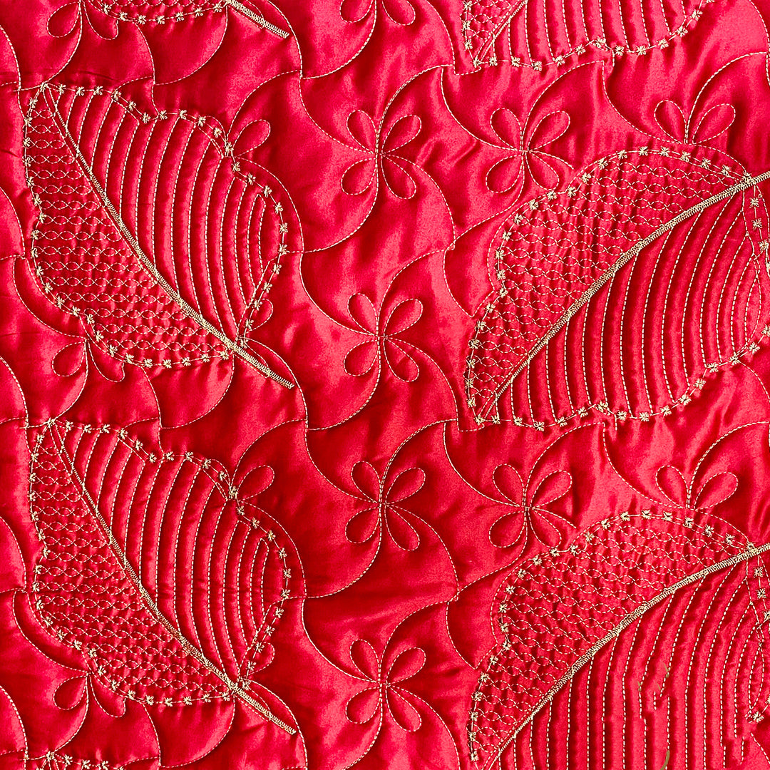 leaf bed spread red