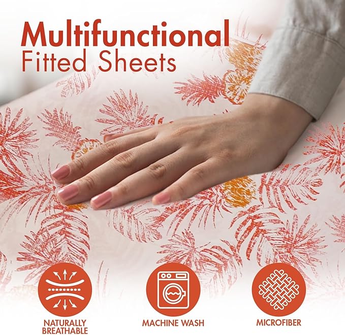 Peachy Floral Printed Fitted Sheet