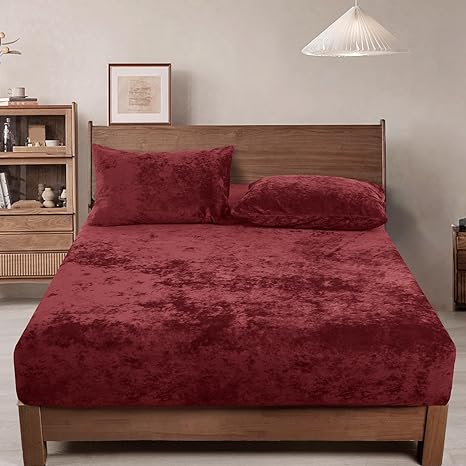velvet fitted sheet maroon