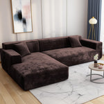 l shape velvet plush sofa cover brown sofa cover.