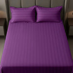 Cotton Sateen Stripe Bed Sheet 3 Pcs Purple