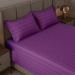 Cotton Sateen Stripe Bed Sheet 3 Pcs Purple