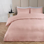 Cotton Sateen Stripe Bed Sheet Set-Pink