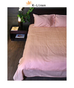 Cotton Sateen Stripe Bed Sheet Set-Pink
