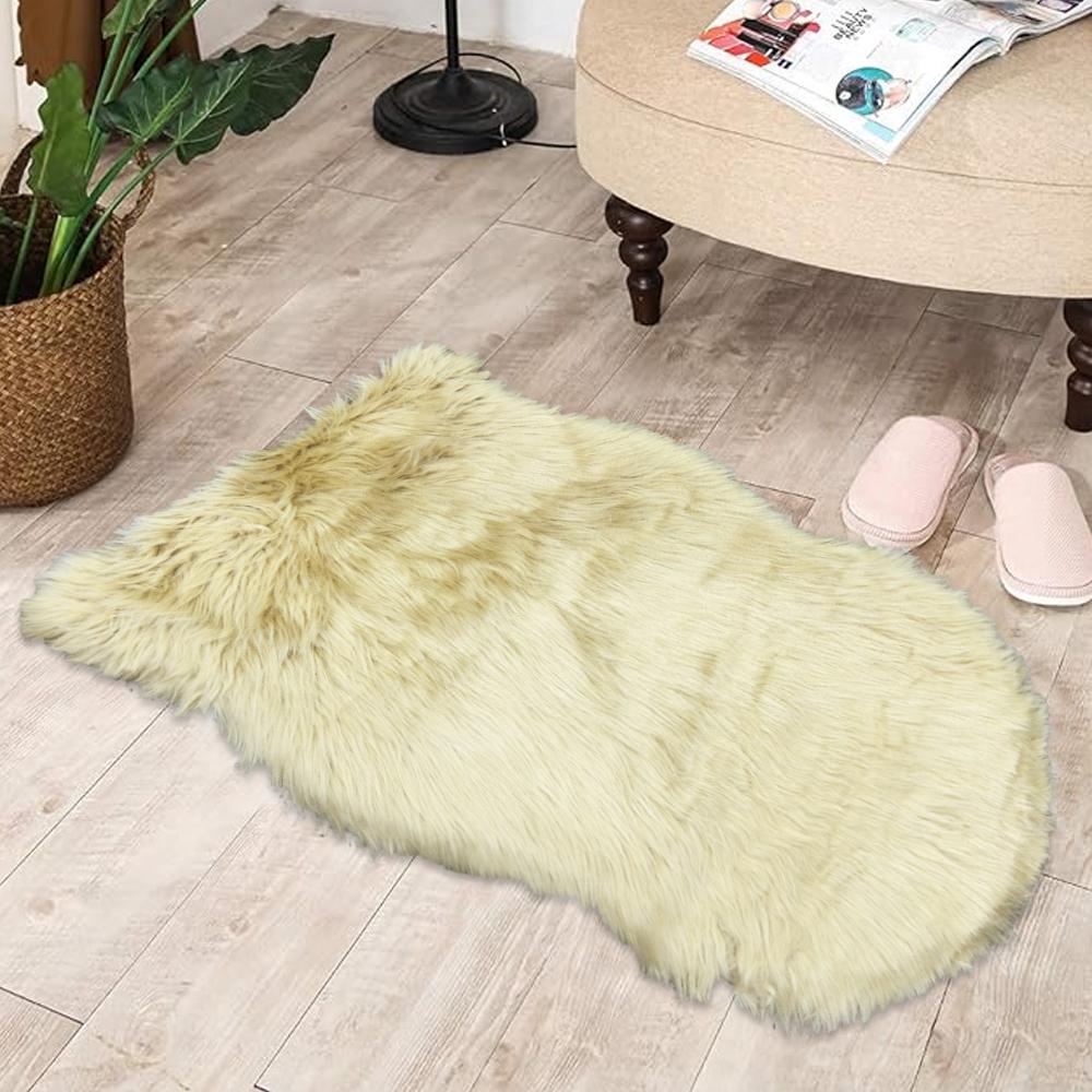 diamond shape furry rug yellow