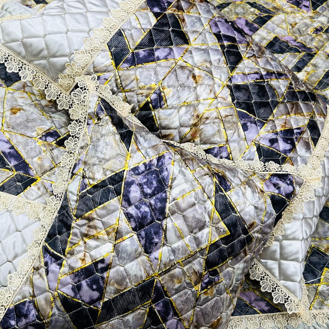 digital quilted bed spread 4 pcs silkemb