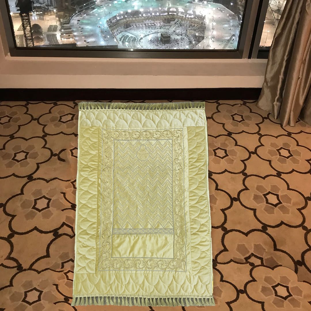 embroided velvet prayer mat beige