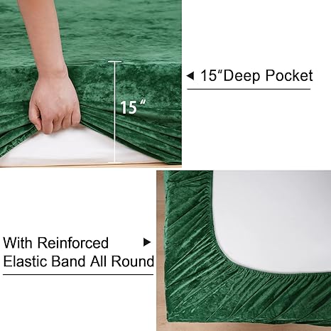 velvet fitted sheet emerald green