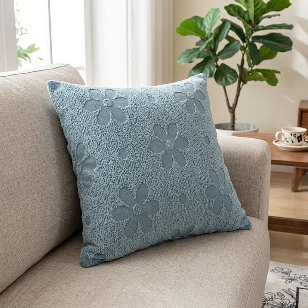 Flora Jacquard Cushion Cover - Blue