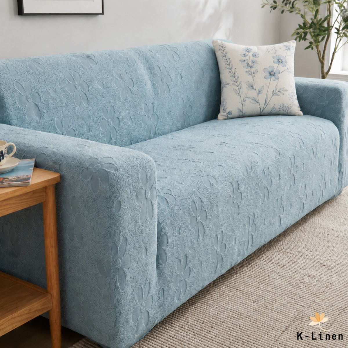 Flora Jacquard Sofa Cover Tea Rose