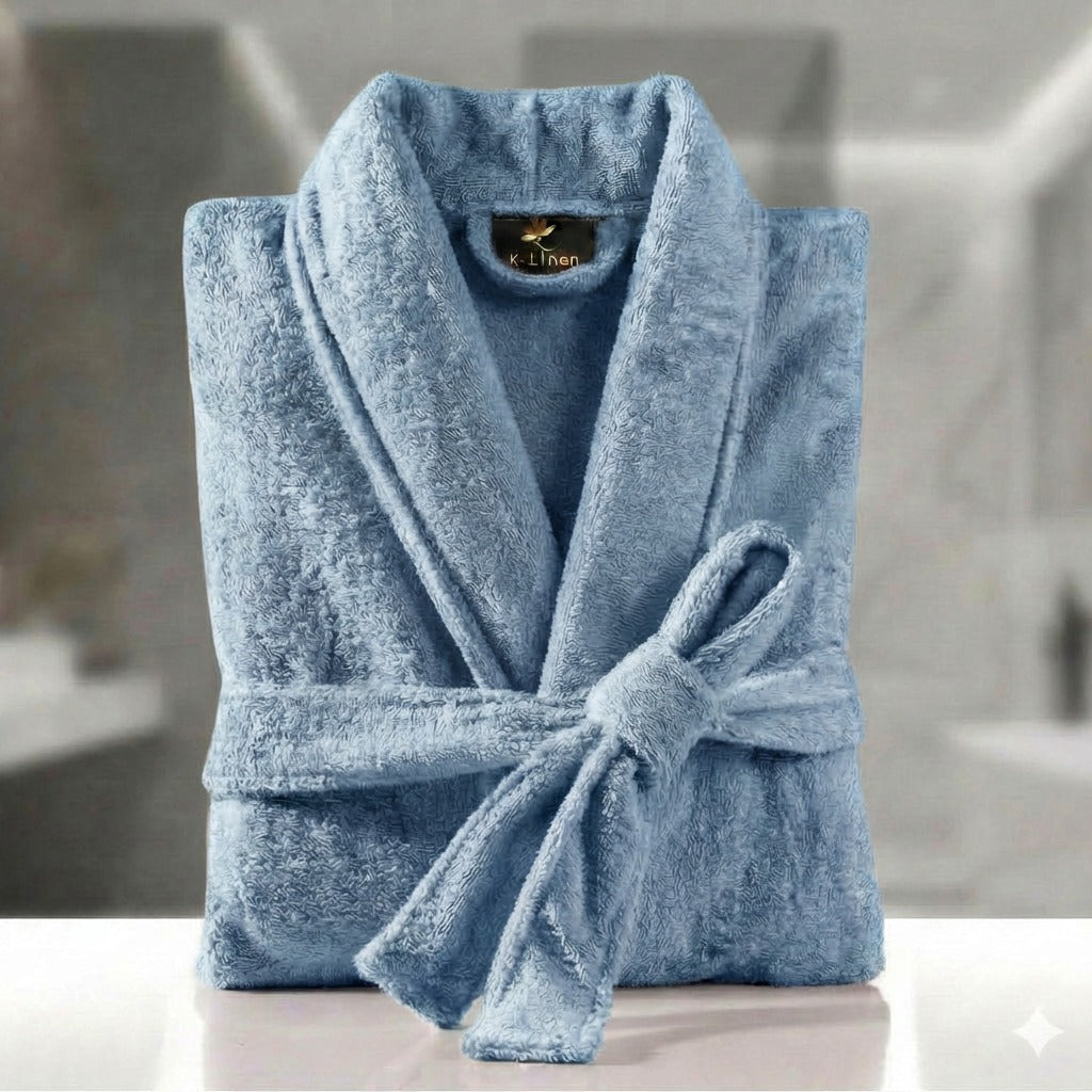 Fluffy Bathrobe Sky Blue