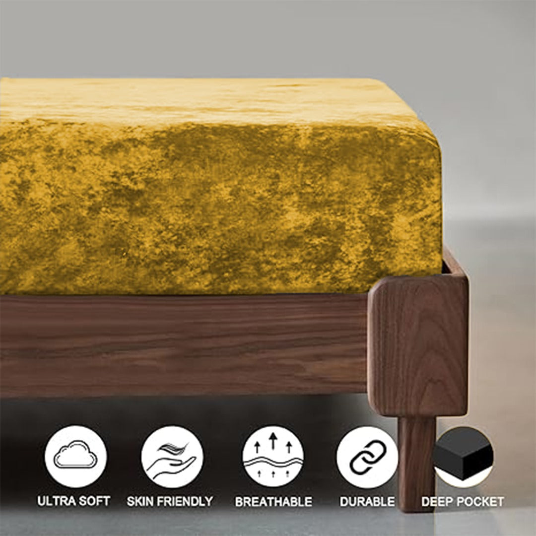 velvet fitted sheet camel brown