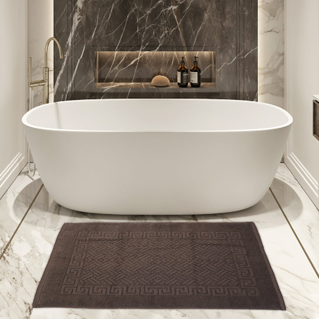 greek bath mat brown