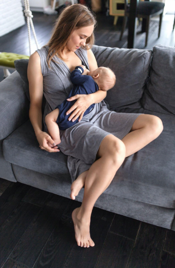 grey matnity gown nursing shirt 2