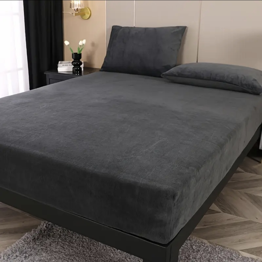 velvet fitted sheet grey