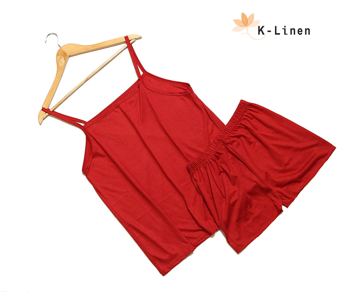 women jersey camisole set 2 pcs red camisole.