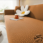 copy stripe jacquard l shape sofa cover camel brown sofa cover.