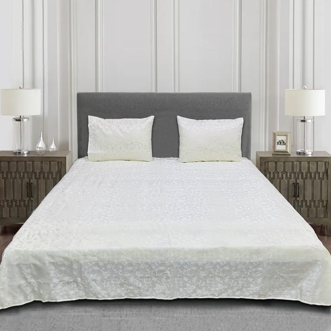 jacquard bedsheet white bed sheet set.