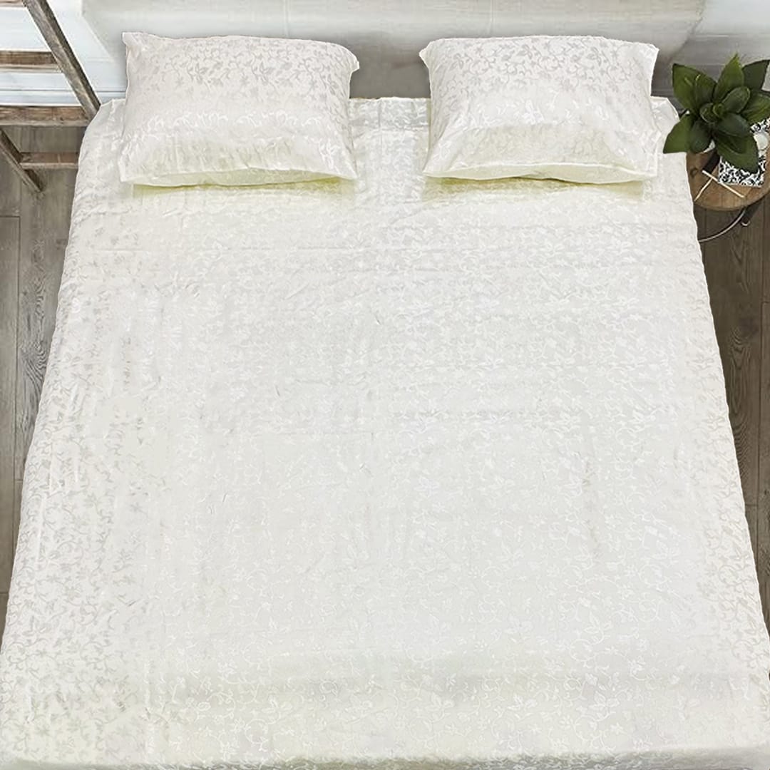 jacquard bedsheet white bed sheet set.