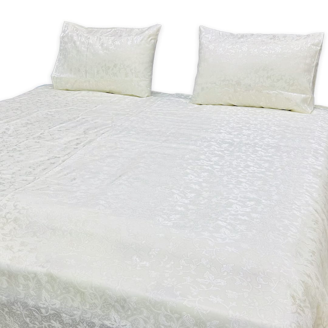 jacquard bedsheet white bed sheet set.