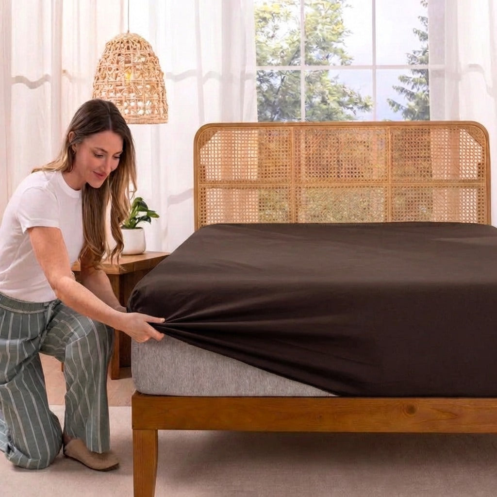 Jersey Bed Fitted Sheet Brown