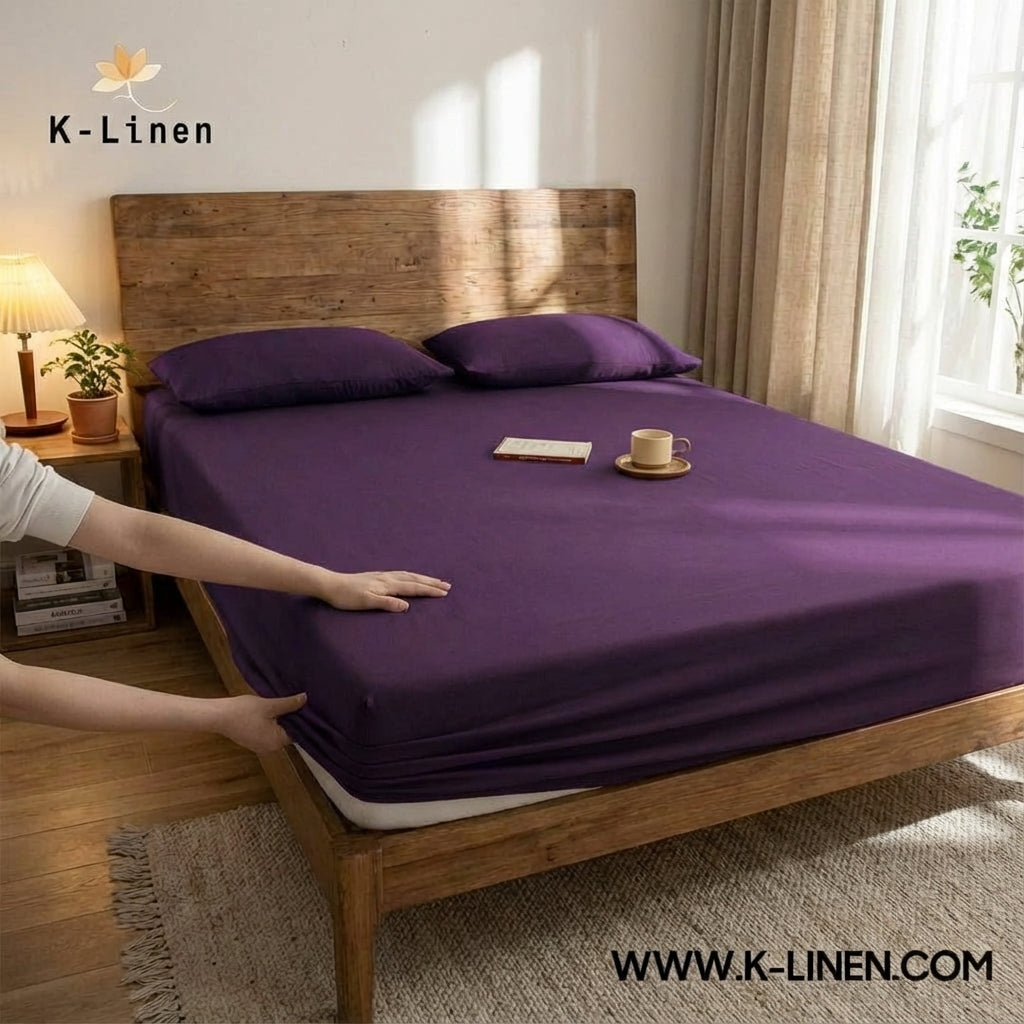 Jersey Bed Fitted Sheet Purple