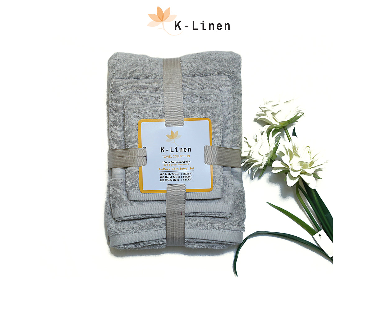 k linen towel set 4 pcs light brown towel.