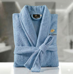 Kids Velour Embroidered Bathrobe Sky Blue