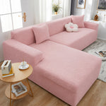 L Shape Flora Jacquard Sofa Cover - Pink