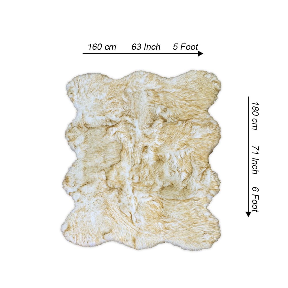 lounge size furry rug 160 180cm golden white