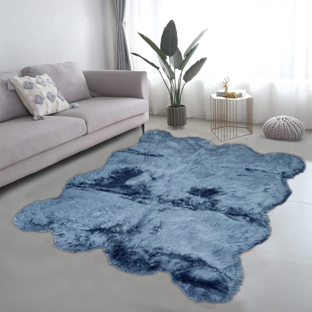 luxe furry rug grey