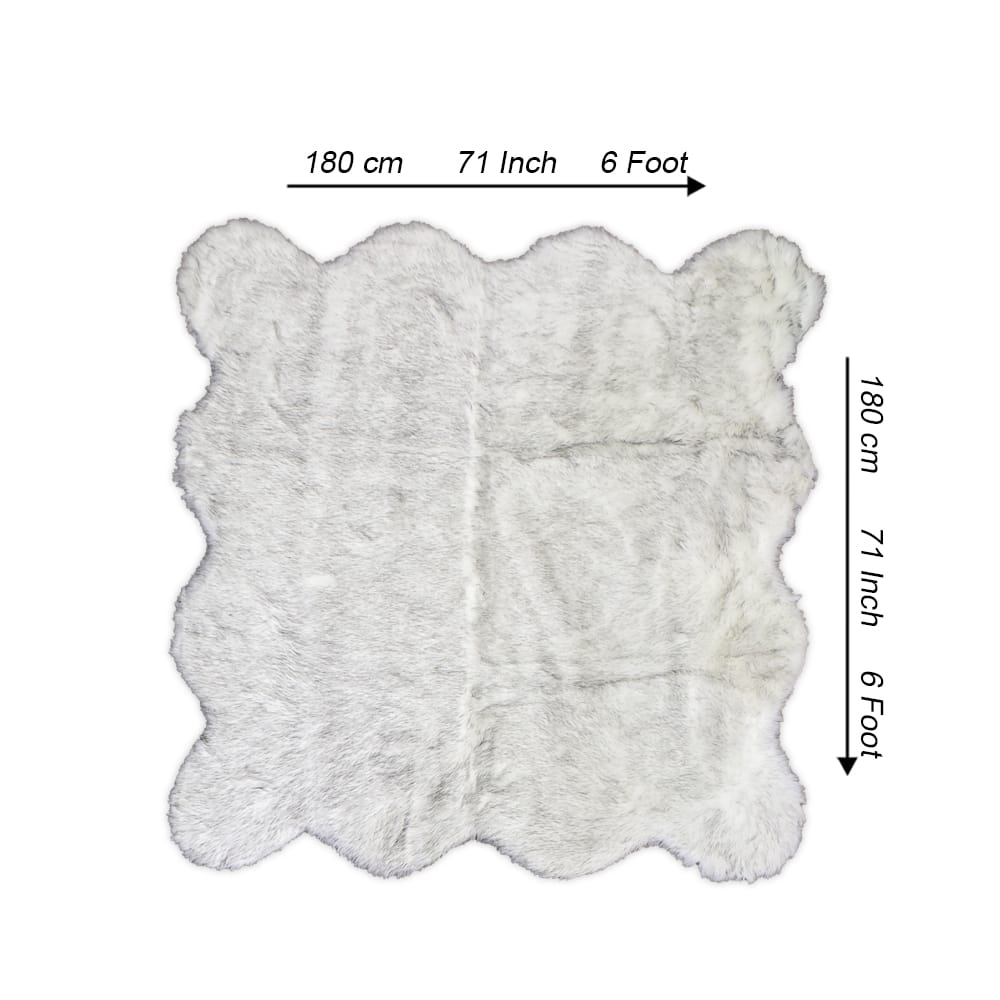 Lounge Size Furry Rug Grey white