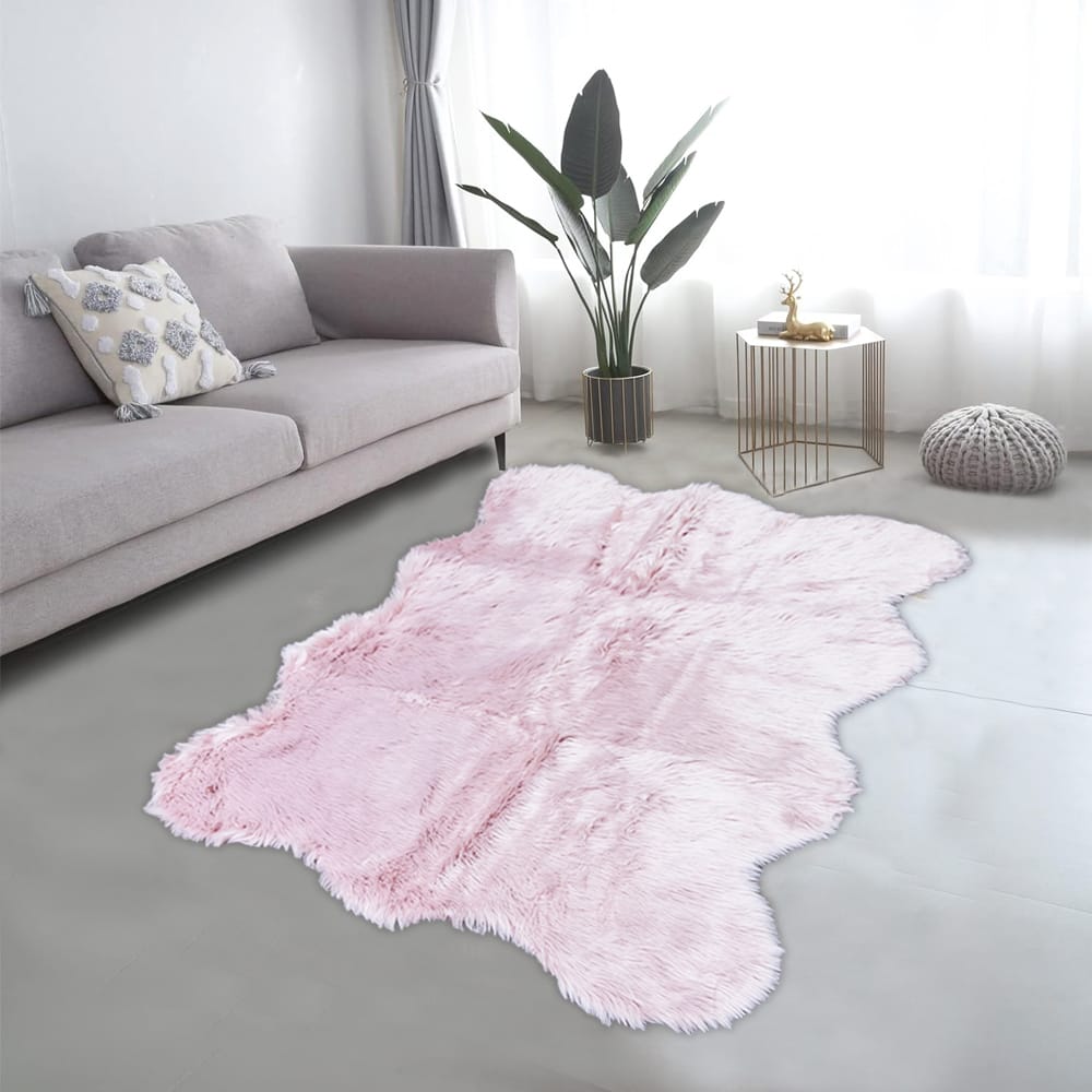lounge size furry rug 160 180cm pink