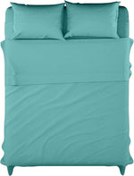 Microfiber Aqua Blue Dyed Solid Bed Sheet Set